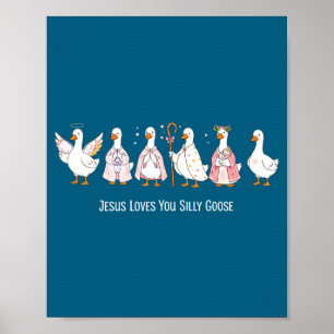 Christliche Gans Jesus liebt dumme Gans religiös Poster