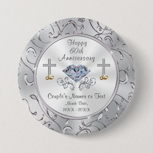 Christliche Gastgeschenke zum 60. Hochzeitstag Button (Vorderseite)