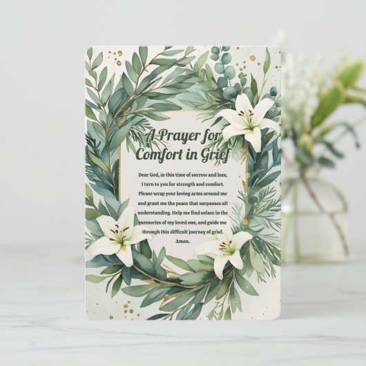 Christliche Gebetskarte für Komfort in Kummer (Stehend Vorderseite)