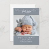 Christliche Geburtsankündigungskarte - grau und we Ankündigung (Vorne/Hinten)