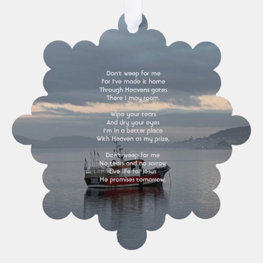 Christliche Gedenkstätte Keepake Fischereifahrzeug Ornament Karte (Rückseite)