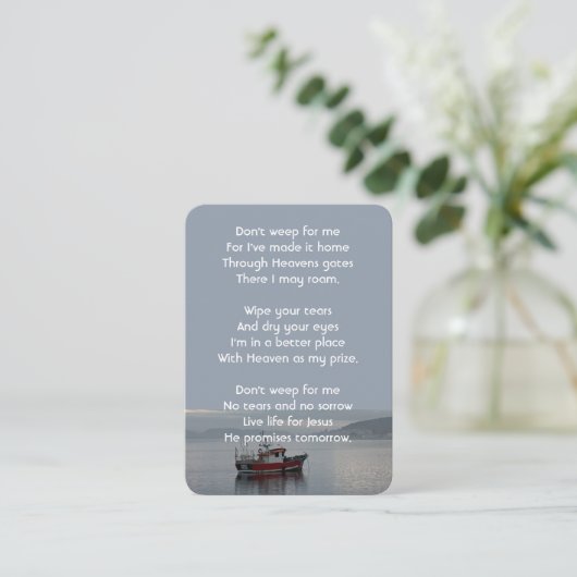 Christliche Gedenkstätte Keepake Fischereifahrzeug Visitenkarte (Stehend Vorderseite)