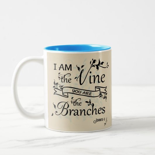 Christliche Geschenk-Tassen - ich bin die Rebe Zweifarbige Tasse (Links)