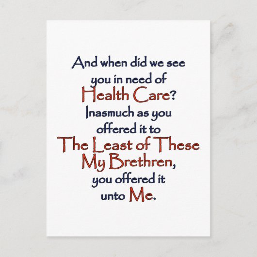 Christliche Gesundheitsfürsorge Postkarte (Vorderseite)