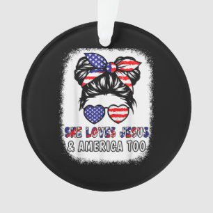 Christliche Girl-Lieben Jesus & America Shirt 4. J Ornament