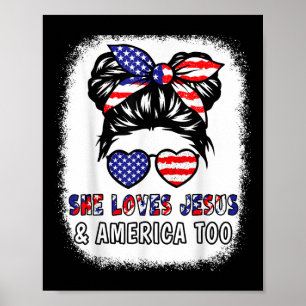 Christliche Girl-Lieben Jesus & America Shirt 4. J Poster