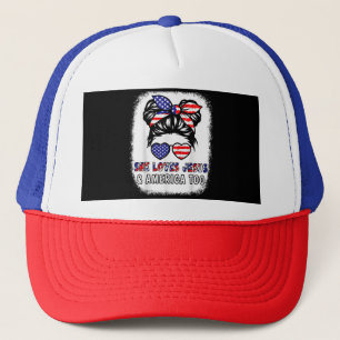 Christliche Girl-Lieben Jesus & America Shirt 4. J Truckerkappe