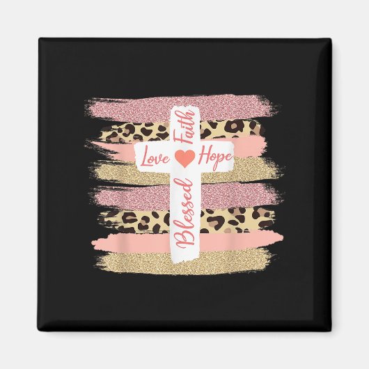 Christliche Glaube Liebe Hoffnung gesegnet - Kreuz Magnet (Vorne)