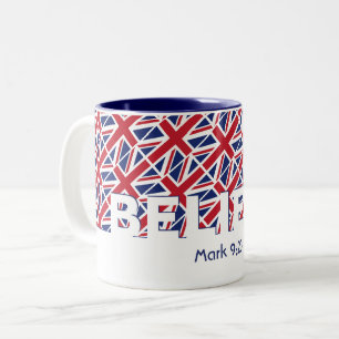 Christliche GLAUBE Mark 9:23 UNION JACK Custom Zweifarbige Tasse