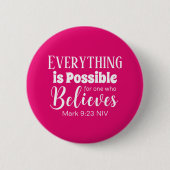 Christliche Glaubensbibel Verse glauben Hot Pink Button (Vorderseite)