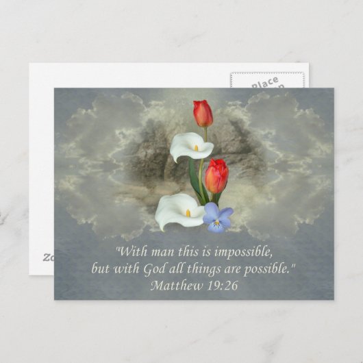 Christliche Glaubenskunst ~ Matthew 19:26 Postkarte (Vorne/Hinten)