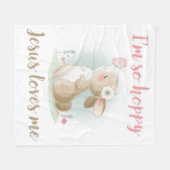 Christliche Glaubensmädchen Ich bin so glücklich J Fleecedecke (Vorderseite (Horizontal))