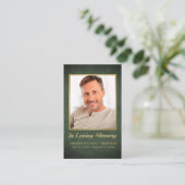 Christliche Greeen Gold Foto Beerdigungskarte Visitenkarte (Stehend Vorderseite)