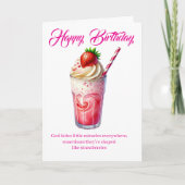 Christliche Grußkarte mit Erdbeer-Shake Karte (Vorderseite)