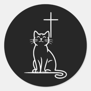 Christliche Hauskatzen lieben Jesus Seid glücklich Runder Aufkleber