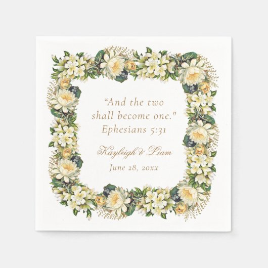 Christliche Hochzeit der Blumen-Weißen-Bibel Serviette (Vorderseite)