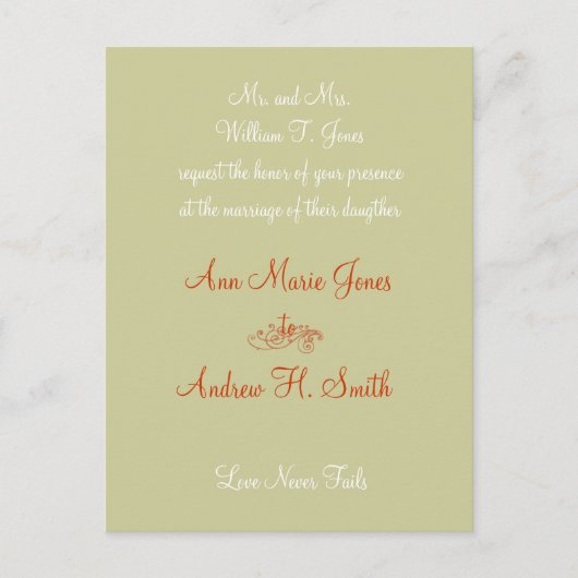 Christliche Hochzeit Einladung Orange White Taupe (Vorderseite)