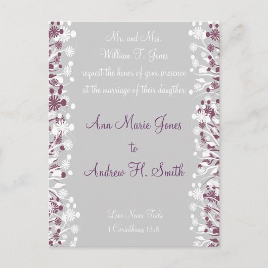 Christliche Hochzeit Einladung Traube Weiße Taupe (Vorderseite)