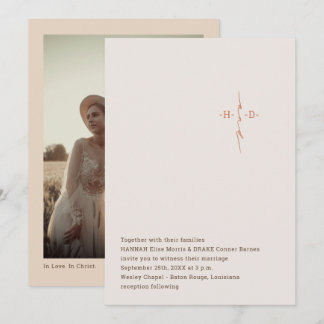 Christliche Hochzeit handgeschriebenes Monogramm K Einladung