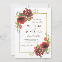 Christliche Hochzeit in Red Floral Gold Frame