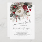 Christliche Hochzeit in Red Silver Einladung (Vorne/Hinten)