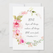 Christliche Hochzeit in rosa Blumenreath Einladung (Rückseite)