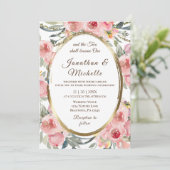 Christliche Hochzeit in Rosa Einladung (Stehend Vorderseite)