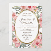Christliche Hochzeit in Rosa Einladung (Vorne/Hinten)
