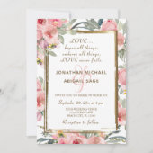 Christliche Hochzeit in Rosa Einladung (Vorderseite)