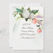 Christliche Hochzeit in Rosa, weiße Blumengrün Einladung (Rückseite)