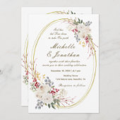 Christliche Hochzeit in Weißrosen Einladung (Vorne/Hinten)