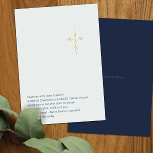 Christliche Hochzeit Kreuz aus goldenen Anfangsb Einladung
