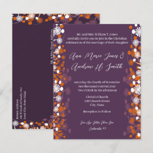Christliche Hochzeit Lila Terrakotta Blumenblüten Ankündigungspostkarte