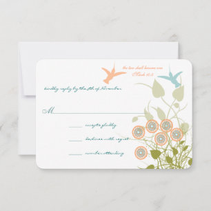 Christliche Hochzeit Lovebird Kolibri Floral RSVP Karte