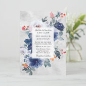 Christliche Hochzeit mit dunkelblaurosa Rosa Einladung (Stehend Vorderseite)