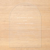 Christliche Hochzeit mit moderner weißer Eleganz Acryleinladungen (Vorderseite)