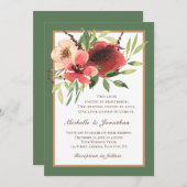 Christliche Hochzeit mit Rosa Blütenblau Einladung (Vorne/Hinten)