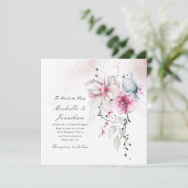 Christliche Hochzeit mit rosa graue, florale Weiße Einladung