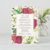 Christliche Hochzeit mit rosa grüner Klee Einladung (Stehend Vorderseite)
