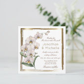 Christliche Hochzeit mit weißen Orchideen Einladung (Stehend Vorderseite)