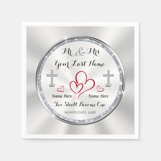 Christliche Hochzeit Napkins zwei werden eins Serviette (Vorderseite)