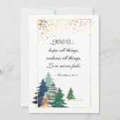 Christliche Hochzeit von eleganten, waldgrünen Bäu Einladung (Rückseite)