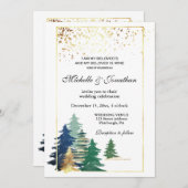 Christliche Hochzeit von eleganten, waldgrünen Bäu Einladung (Vorne/Hinten)