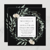 Christliche Hochzeit von Weißen Rosen und Grünpfla Einladung (Vorne/Hinten)