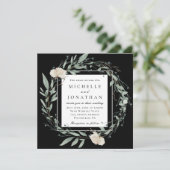 Christliche Hochzeit von Weißen Rosen und Grünpfla Einladung (Stehend Vorderseite)