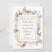 Christliche Hochzeit von Winter Red White Gold Flo Einladung (Rückseite)