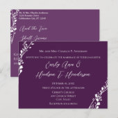 Christliche Hochzeitseinladung Deep Traube Einladungspostkarte (Vorne/Hinten)