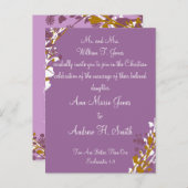 Christliche Hochzeitseinladung Lila Eleganz Ankündigungspostkarte (Vorne/Hinten)
