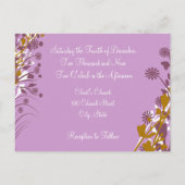 Christliche Hochzeitseinladung Lila Eleganz Ankündigungspostkarte (Rückseite)