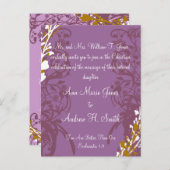 Christliche Hochzeitseinladung Lila Eleganz Ankündigungspostkarte (Vorne/Hinten)